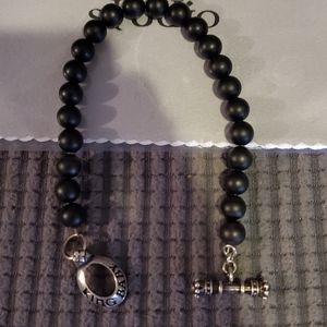 King Baby Studio onyx bead bracelet .925 sterling silver toggle clasp